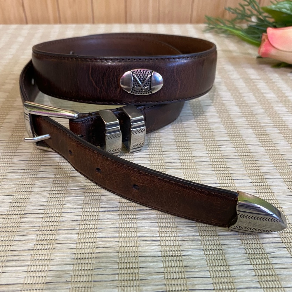 Danbury Brown Leather Golf Belt Taper Top Grain - 38